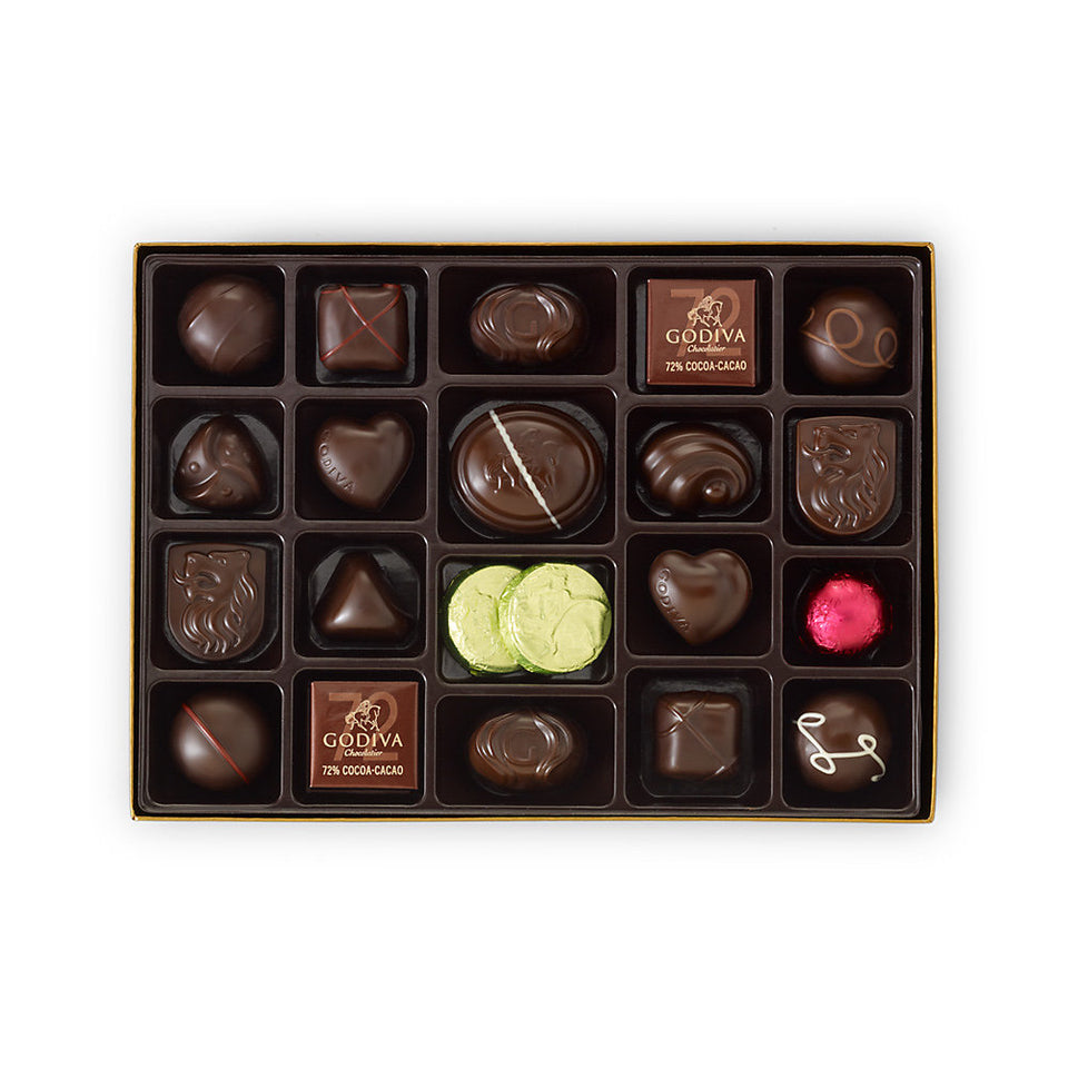 Dark Chocolate Gift Box, Red Ribbon, 27 pc.