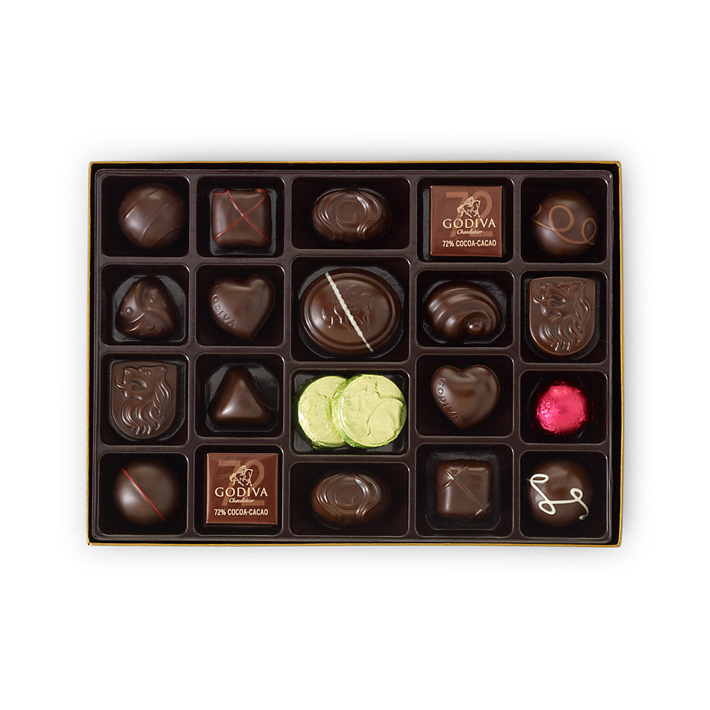 Dark Chocolate Gift Box, Red Ribbon, 27 pc.