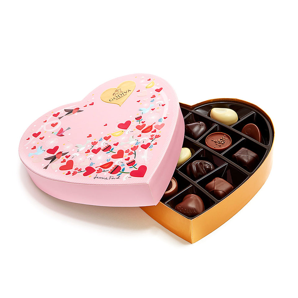 Valentine's Day Paper Heart Chocolate Gift Box, 14 pc.